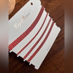 Red Rhinestone Necklace Set of 4